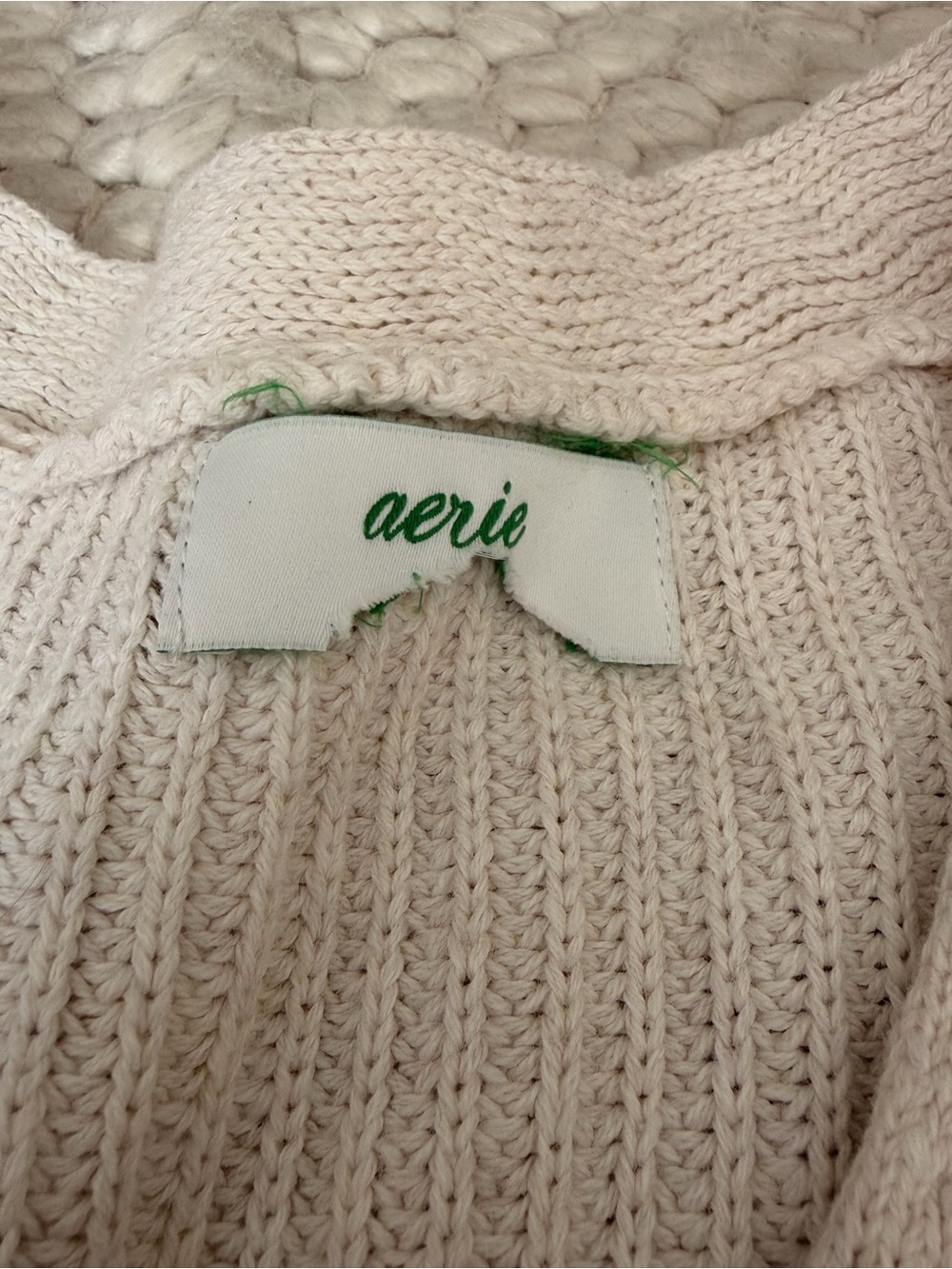 aerie Cropped V-Neck Button Cardigan - Cream - Picture 5 of 5